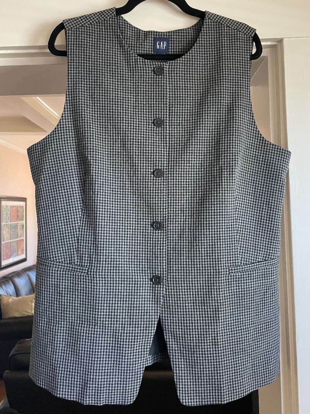 NWT GAP Women's XL Tall Checkered High Neck Vest - XL (Tall)